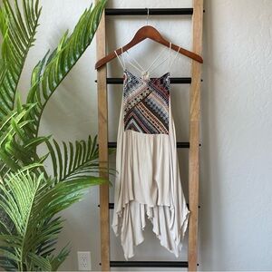 Mittoshop Boho Beige Handkerchief Hem Summer Tank Top Blouse